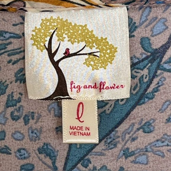 Fig and Flower 2-part Long Sleeved Smocked Top - Lavender/Navy - L - Picture 8 of 10